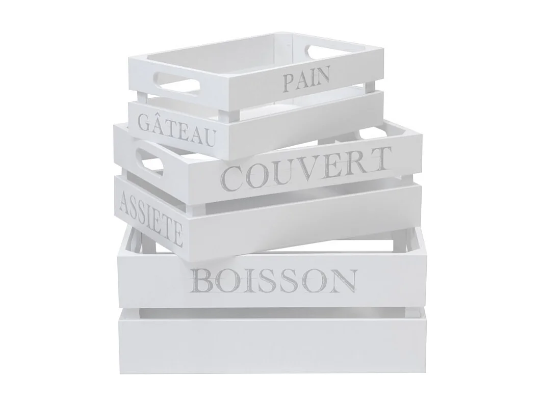 Set di 3 Scatole MDF bianche 17x28x15/32x23x12/27x18x10cm