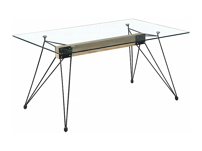 Mesa Spider tapa de cristal y patas en negro