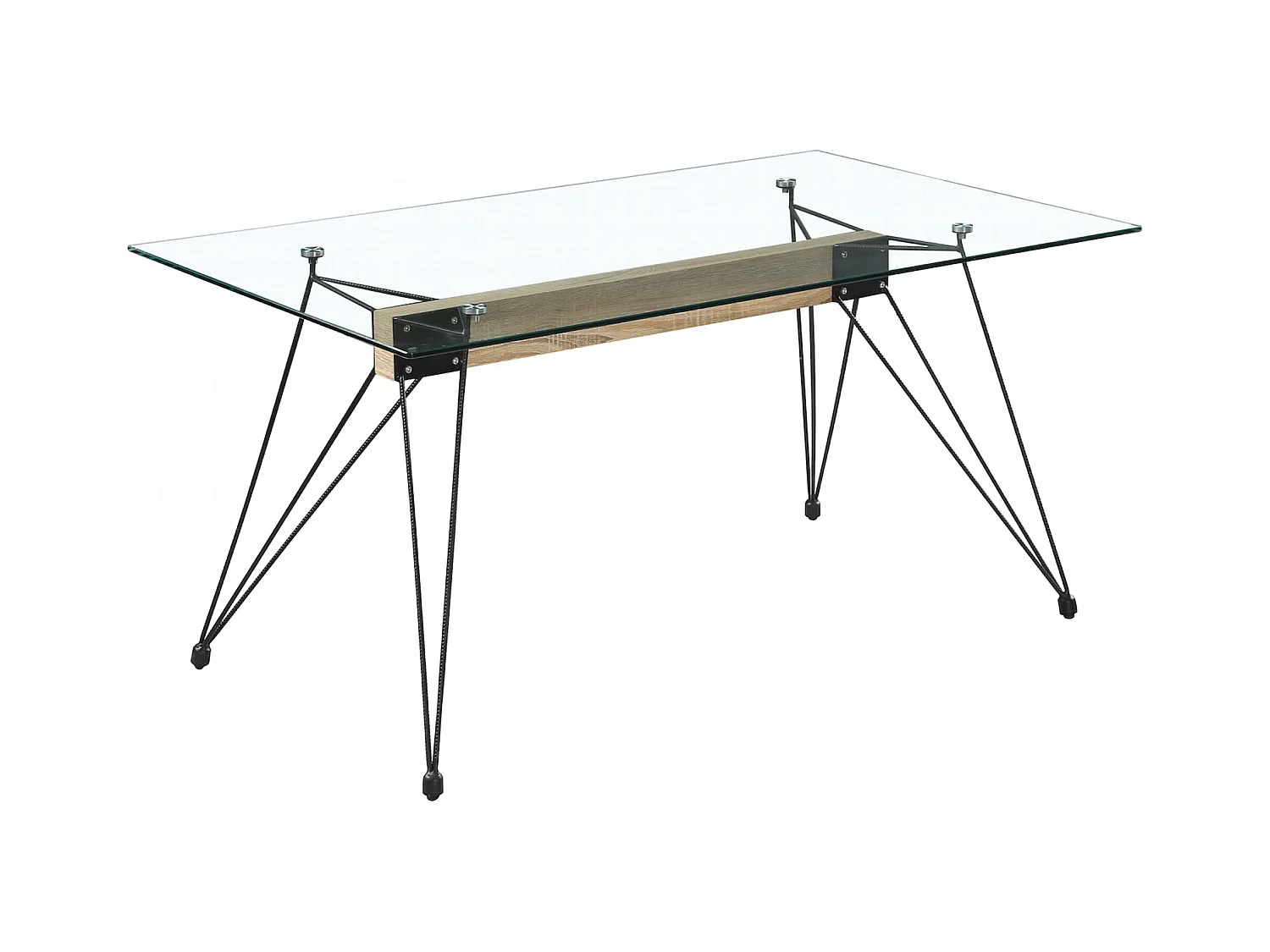 Mesa Spider tapa de cristal y patas en negro