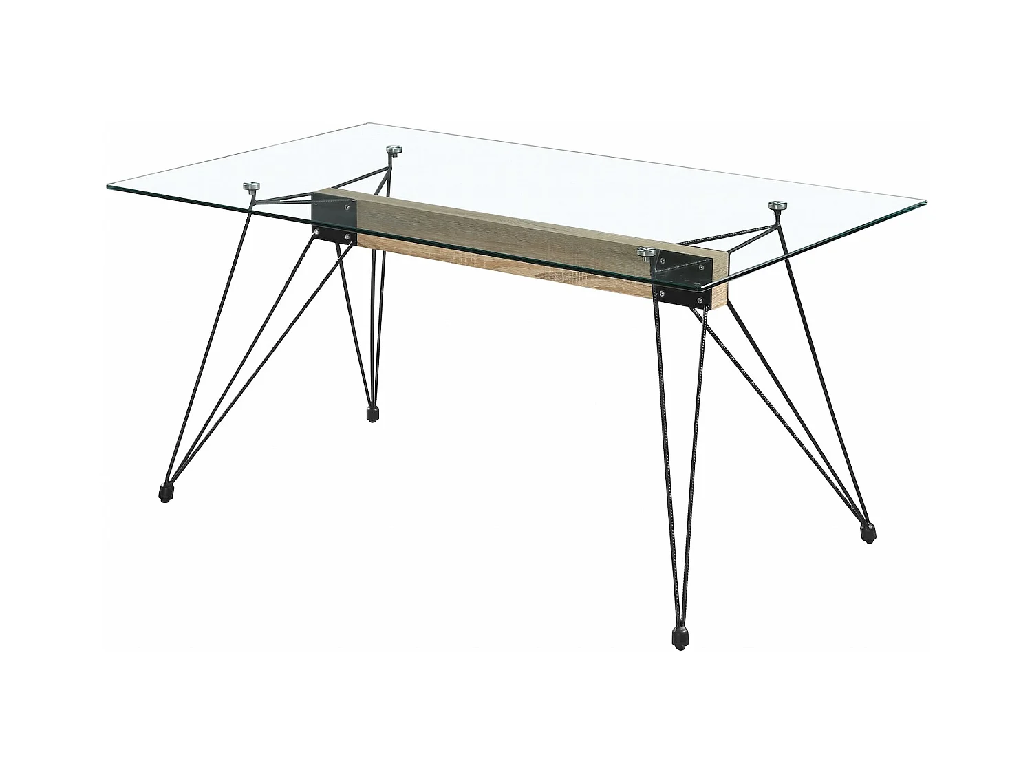 Mesa Spider tapa de cristal y patas en negro