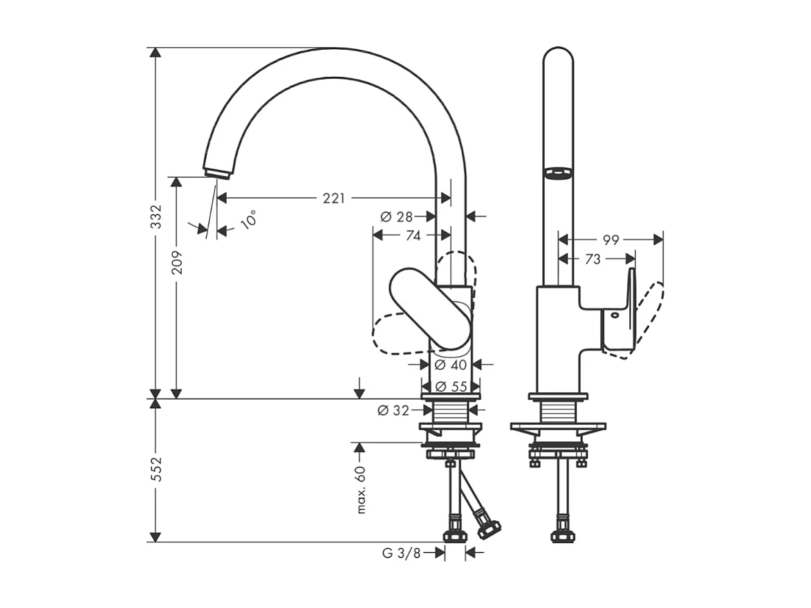 Robinet de cuisine HANSGROHE Vernis Blend M35 210 chromé + nettoyant Briochin