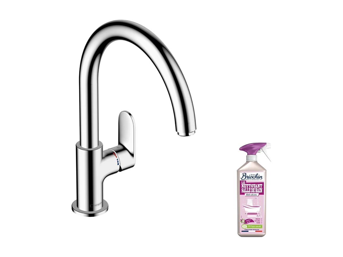 Robinet de cuisine HANSGROHE Vernis Blend M35 210 chromé + nettoyant Briochin