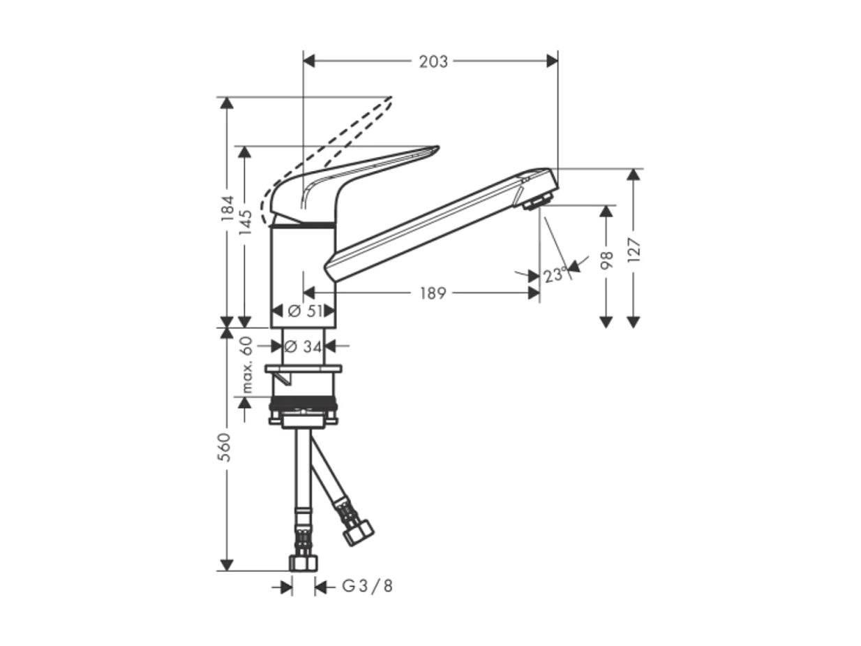 Robinet de cuisine HANSGROHE Focus M42 100 aspect acier inox