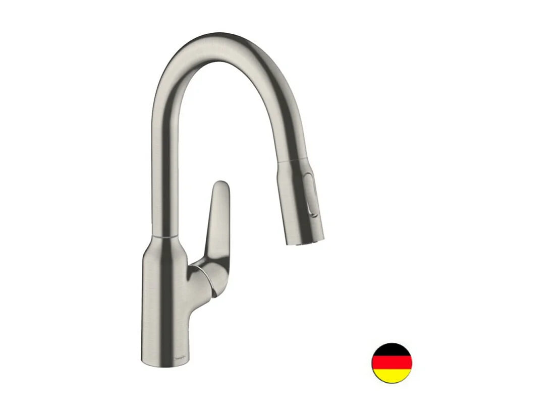 Robinet de cuisine avec douchette HANSGROHE Focus M42 180 2 jets aspect acier inox