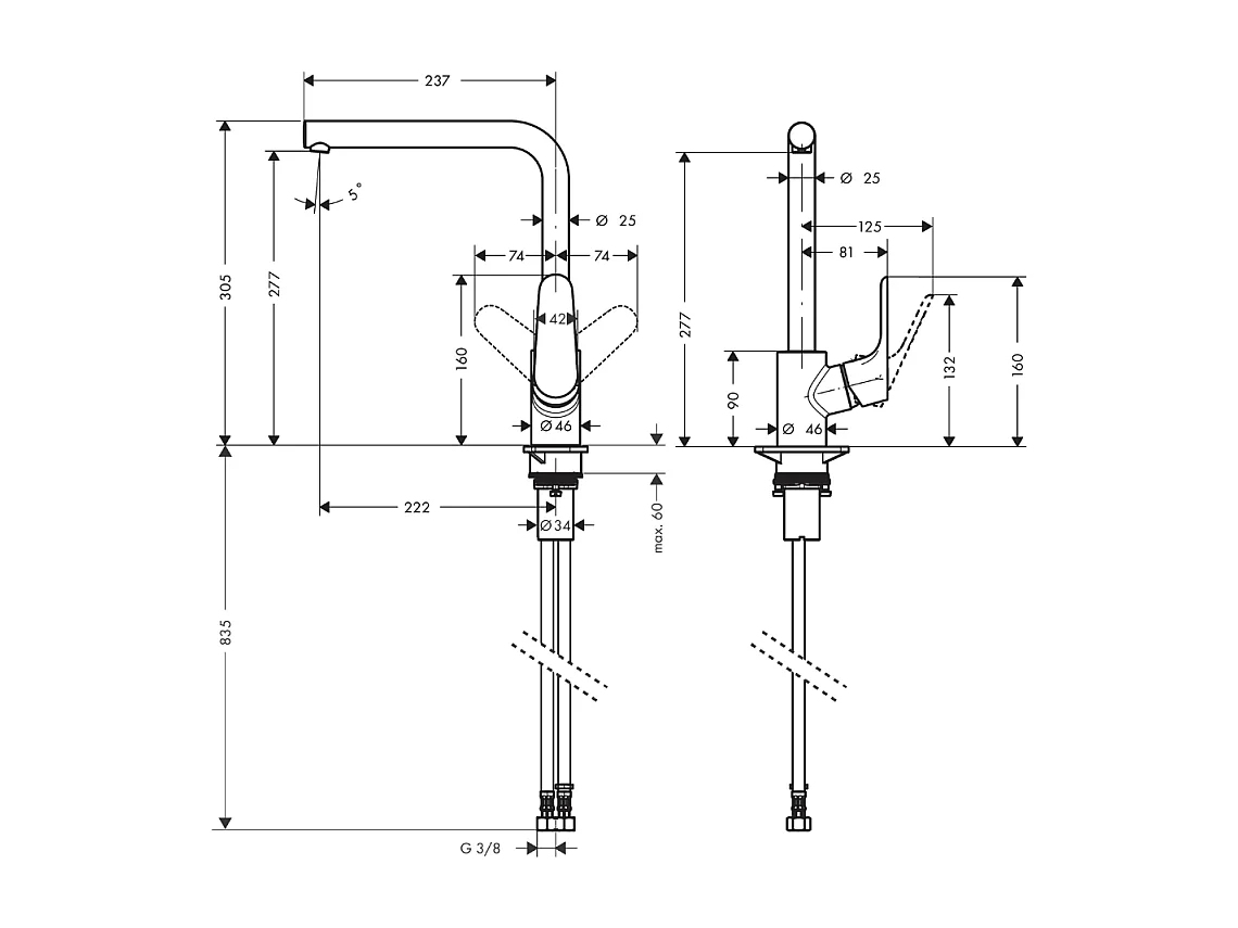 Robinet de cuisine HANSGROHE Focus M41 280 aspect acier inox + nettoyant Briochin