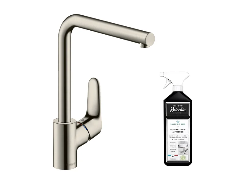 Robinet de cuisine HANSGROHE Focus M41 280 aspect acier inox + nettoyant Briochin
