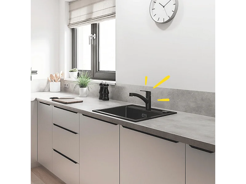 Robinet de cuisine avec douchette GROHE Start noir mat + microfibre