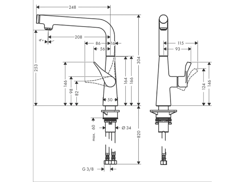 HANSGROHE Metris Select M71 260 grifo de cocina cromado