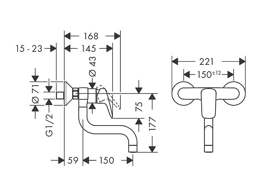 Robinet de cuisine mural HANSGROHE Logis M31 chromé + nettoyant Briochin