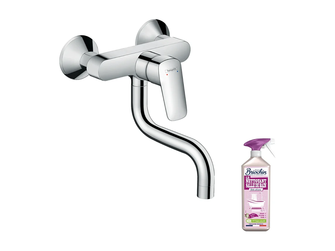Robinet de cuisine mural HANSGROHE Logis M31 chromé + nettoyant Briochin