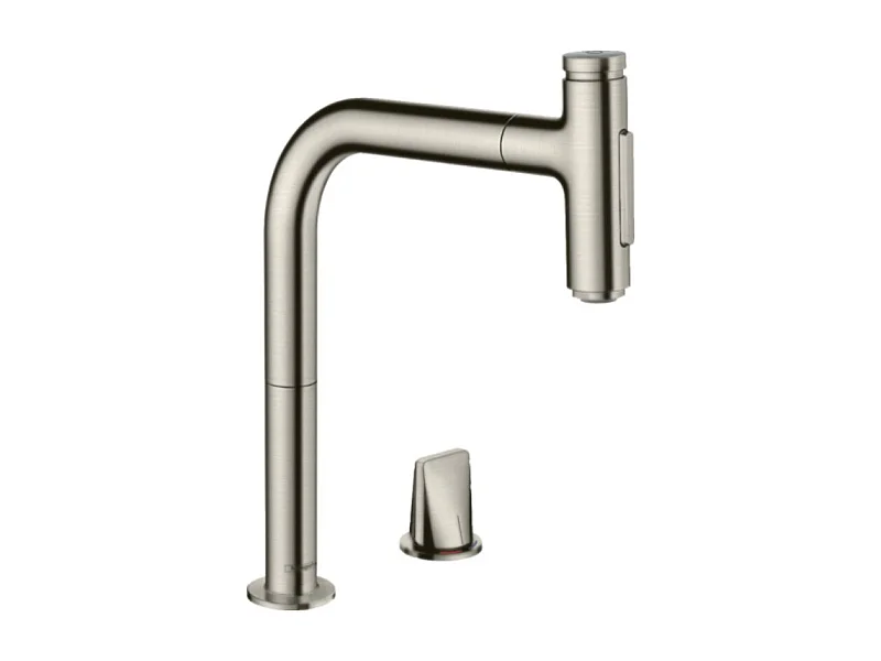Robinet de cuisine encastré avec douchette HANSGROHE Metris Select M71 200 sBox 2 jets aspect acier inox