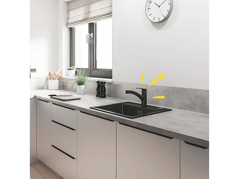 Robinet de cuisine avec douchette GROHE Start noir mat + nettoyant GrohClean