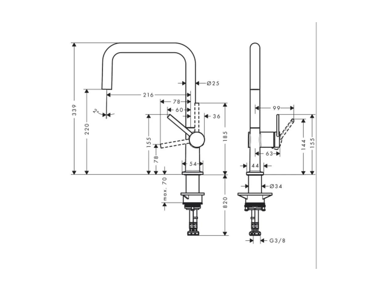 HANSGROHE Talis M54 U 220 grifo de cocina negro mate