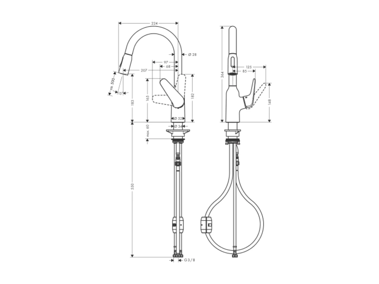 Robinet de cuisine avec douchette HANSGROHE Focus M42 180 2 jets chromé + nettoyant Briochin
