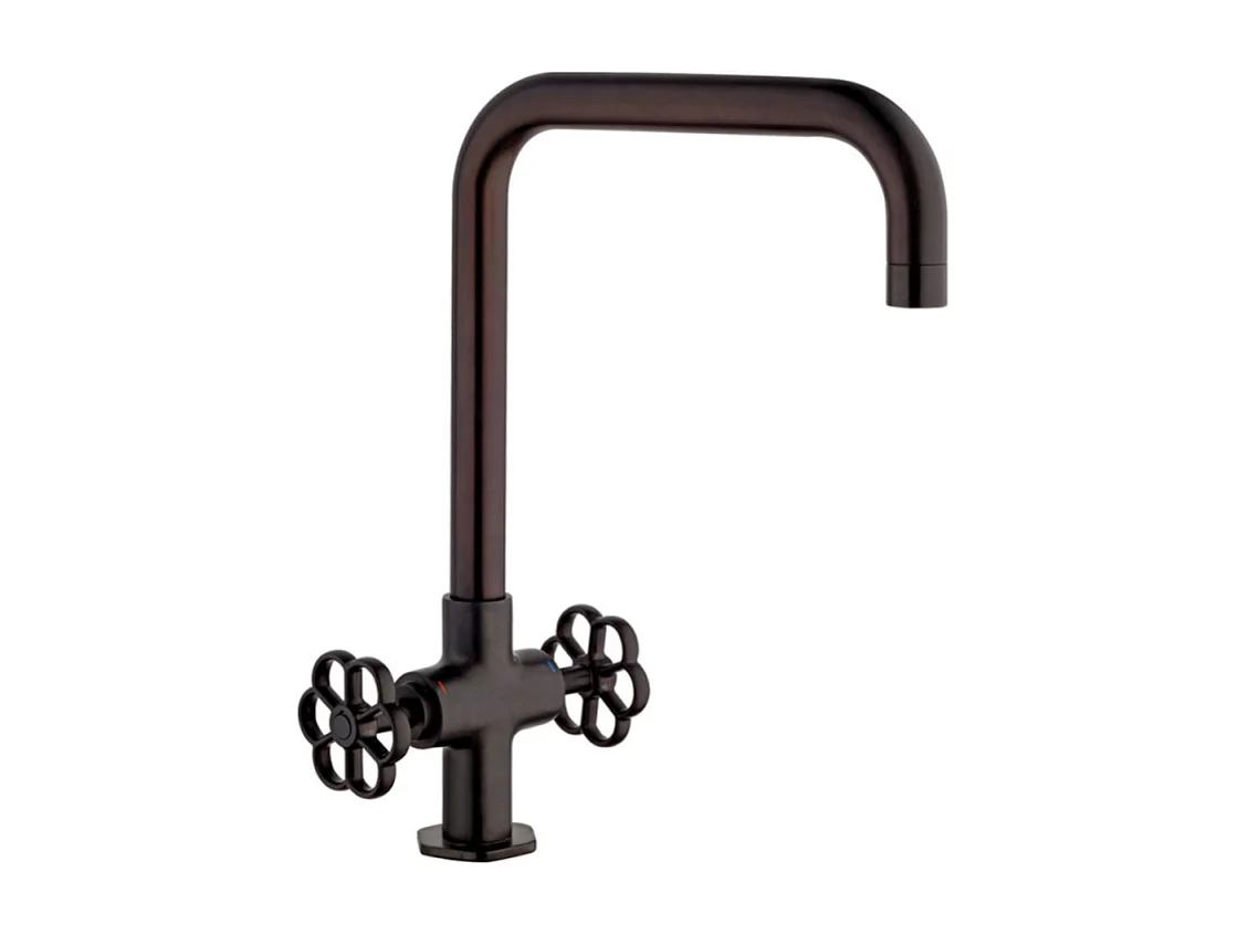 PAINI Mélangeur cuisine Induss Bec haut noir mat - manette noire douchette extractible