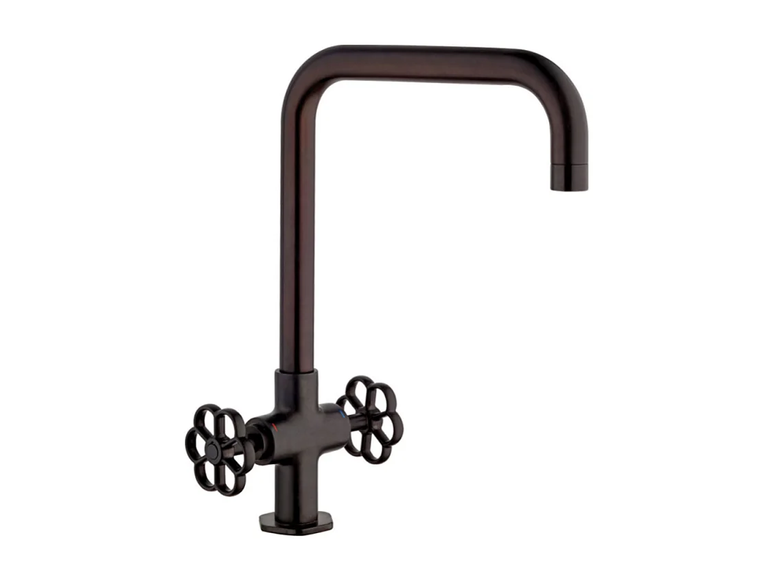 PAINI Mélangeur cuisine Induss Bec haut noir mat - manette noire douchette extractible