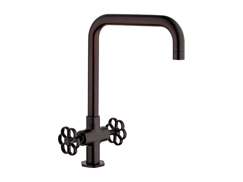 PAINI Mélangeur cuisine Induss Bec haut noir mat - manette noire douchette extractible