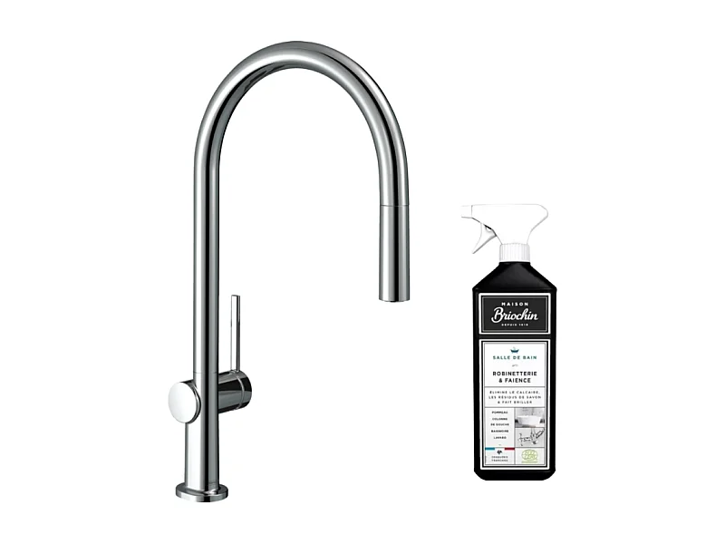 Robinet de cuisine avec douchette HANSGROHE Talis M54 210 chromé + nettoyant Briochin