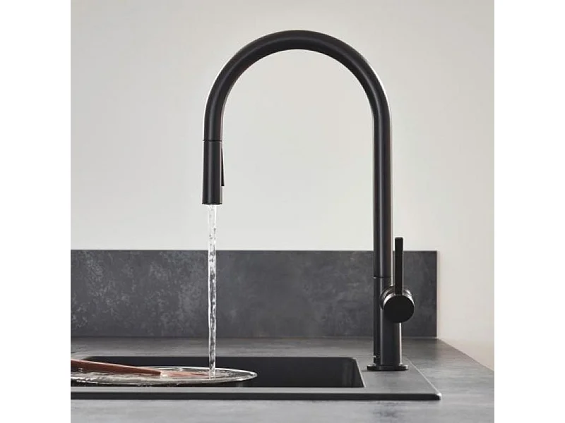 Robinet de cuisine avec douchette HANSGROHE Talis M54 210 noir mat + nettoyant Briochin