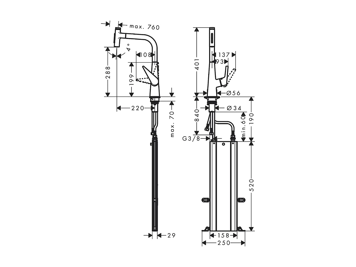 Mitigeur cuisine douchette extractible HANSGROHE Talis Select M51 220 2 jets sBox chromé