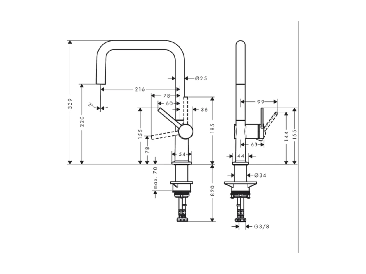 HANSGROHE Talis M54 U 220 grifo de cocina aspecto acero inoxidable