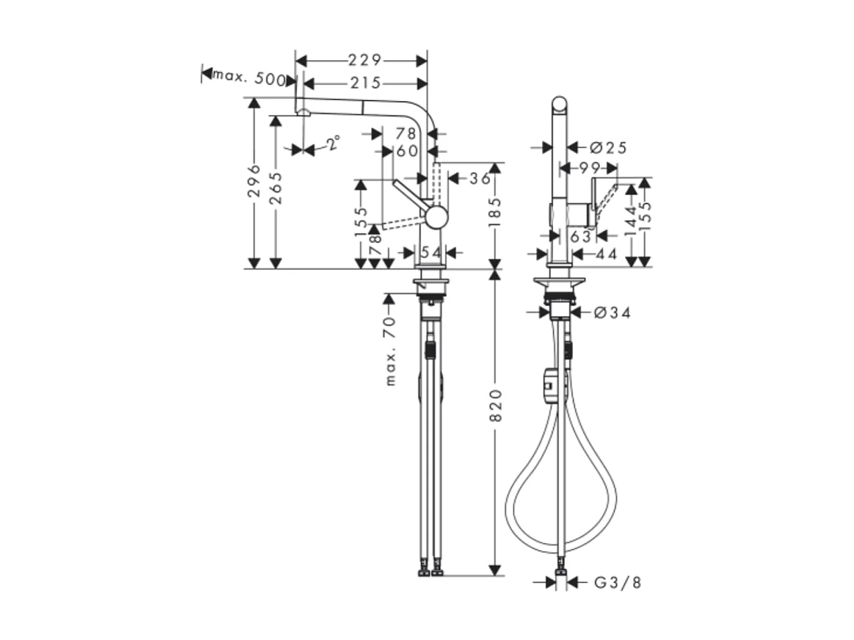 Robinet de cuisine avec douchette HANSGROHE Talis M54 270 noir mat + nettoyant Briochin