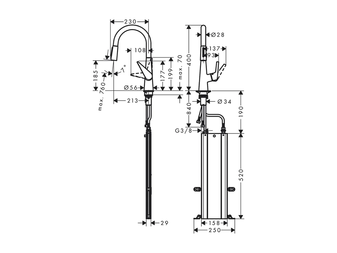 Robinet de cuisine avec douchette HANSGROHE Talis M51 200 sBox 2 jets chromé