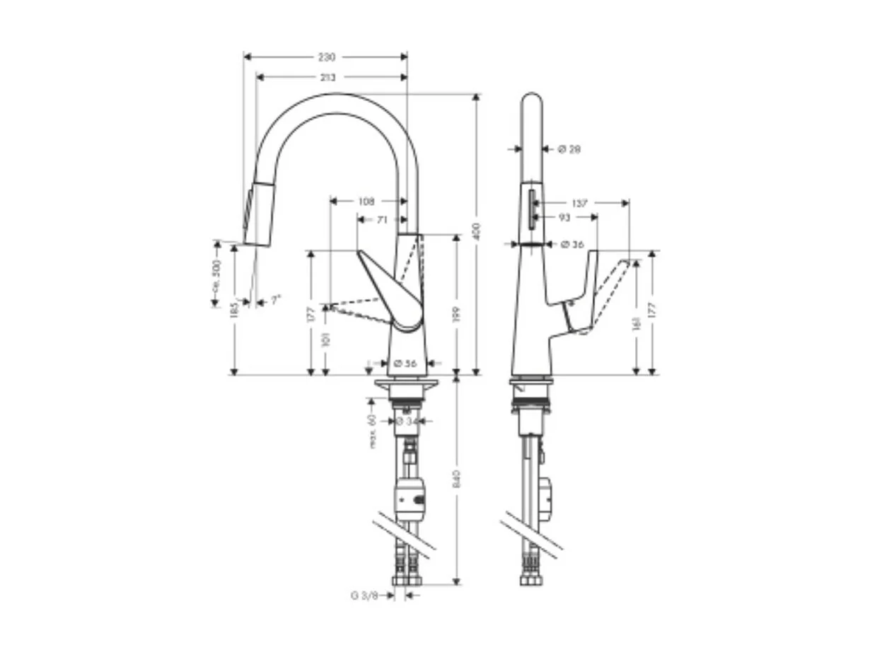 Robinet de cuisine avec douchette HANSGROHE Talis M51 200 2 jets aspect acier inox
