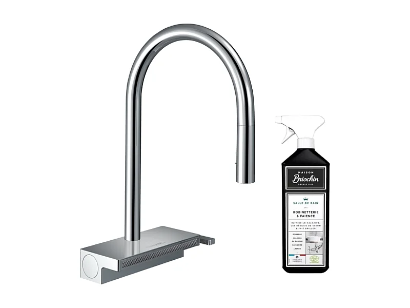 Robinet de cuisine avec douchette HANSGROHE Aquno Select M81 170 3 jets chromé + nettoyant Briochin