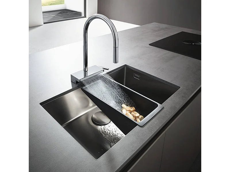 Robinet de cuisine avec douchette HANSGROHE Aquno Select M81 170 3 jets chromé + nettoyant Briochin