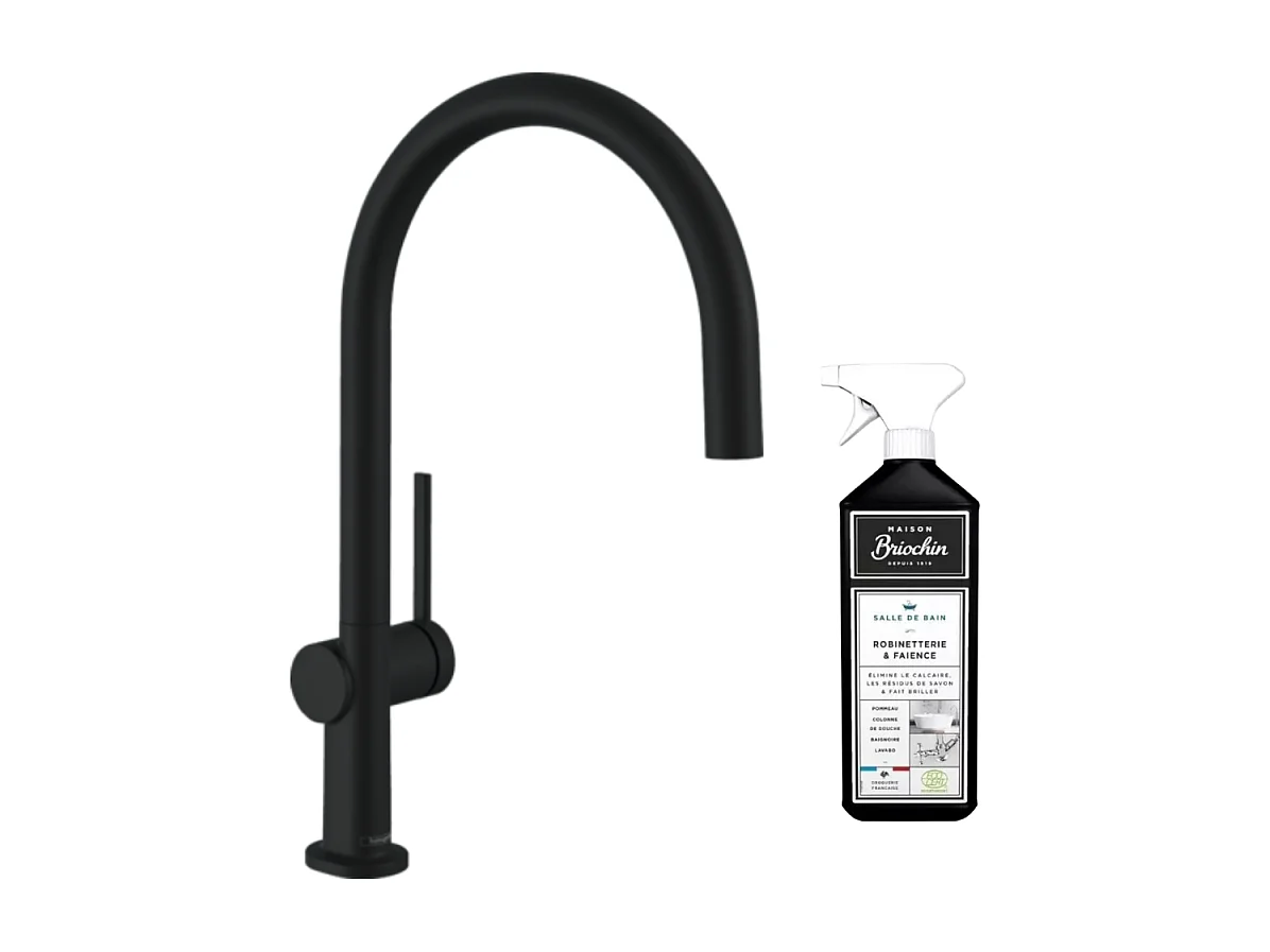 Robinet de cuisine HANSGROHE Talis M54 220 noir mat + nettoyant Briochin