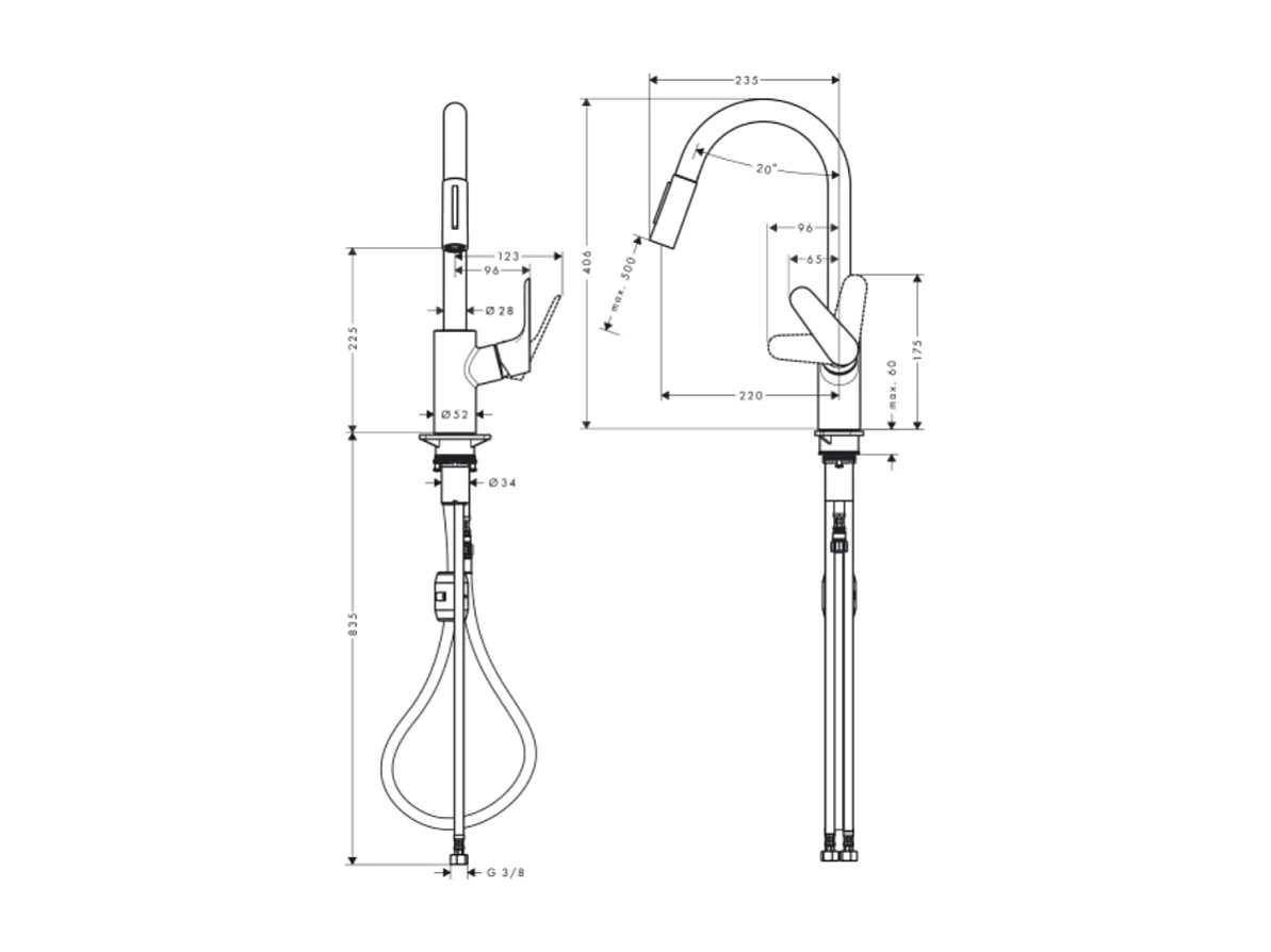 Robinet de cuisine avec douchette HANSGROHE Focus M41 240 2 jets noir mat + nettoyant Briochin