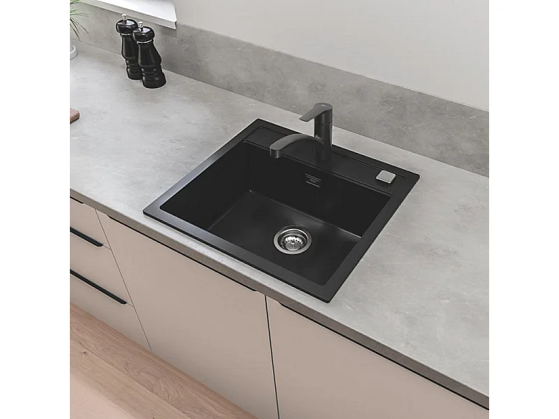 Robinet de cuisine GROHE Start noir mat + nettoyant GrohClean