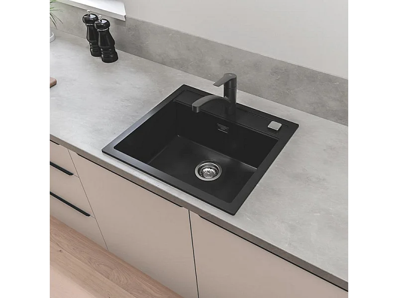 Robinet de cuisine GROHE Start noir mat + nettoyant GrohClean