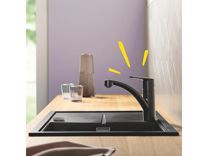 Robinet de cuisine GROHE Start noir mat + nettoyant GrohClean
