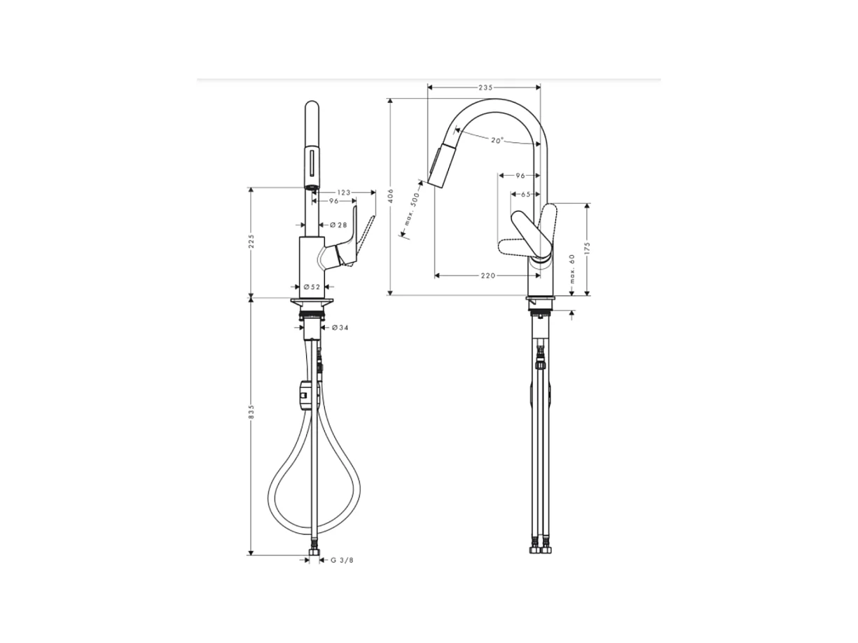 Grifo de cocina con ducha HANSGROHE Focus M41 240 2 chorros aspecto acero inoxidable