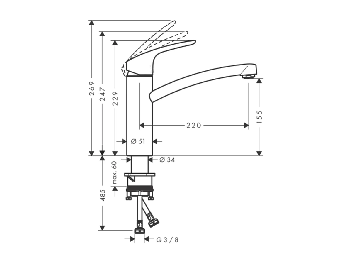 HANSGROHE Focus M41 160 CoolStart grifo de cocina cromado
