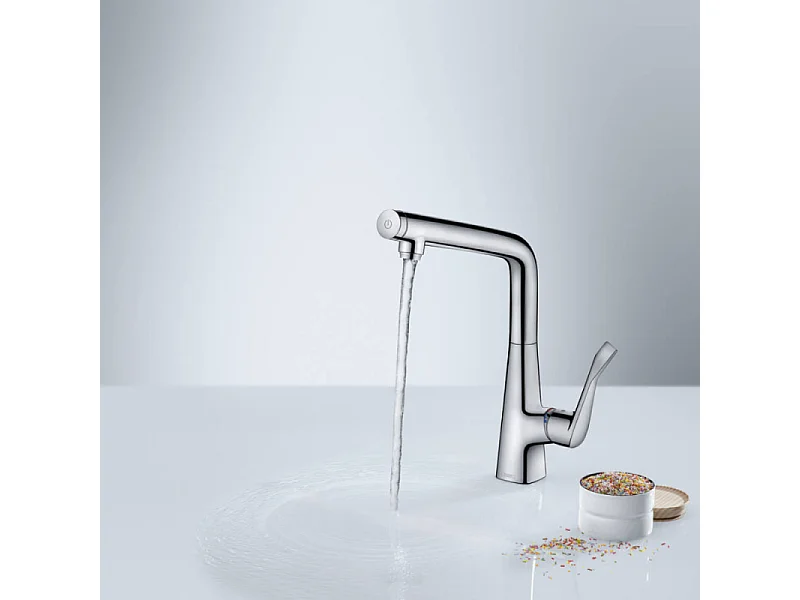 Robinet de cuisine HANSGROHE Metris Select M71 320 aspect acier inox