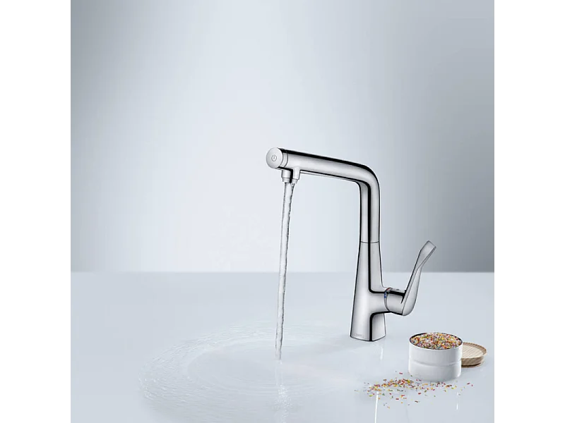 Robinet de cuisine HANSGROHE Metris Select M71 320 aspect acier inox