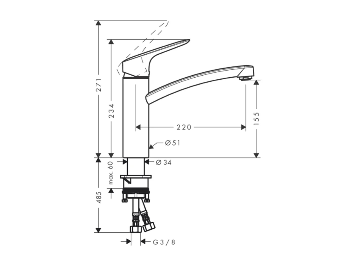 Robinet de cuisine HANSGROHE Logis M31 160 CoolStart chromé
