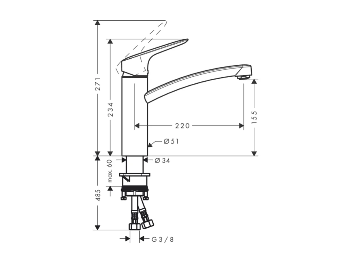 Robinet de cuisine HANSGROHE Logis M31 160 CoolStart chromé