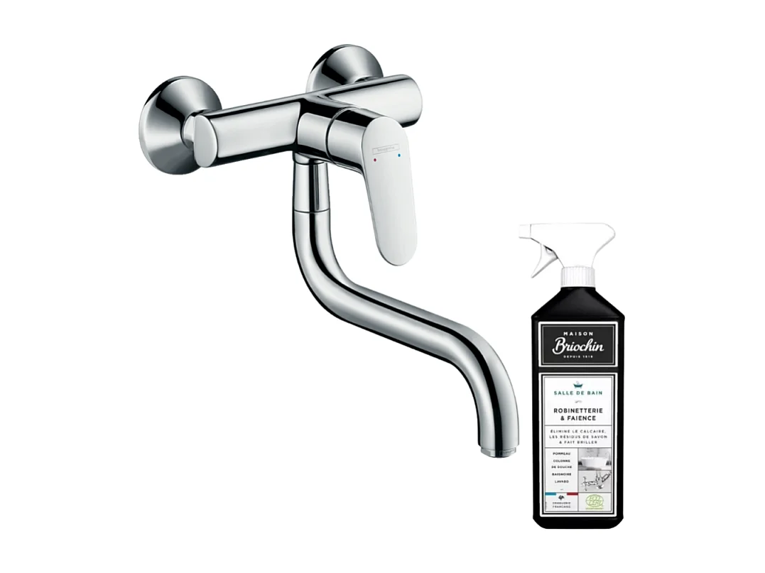 Robinet de cuisine mural HANSGROHE Focus M41 chromé + nettoyant Briochin