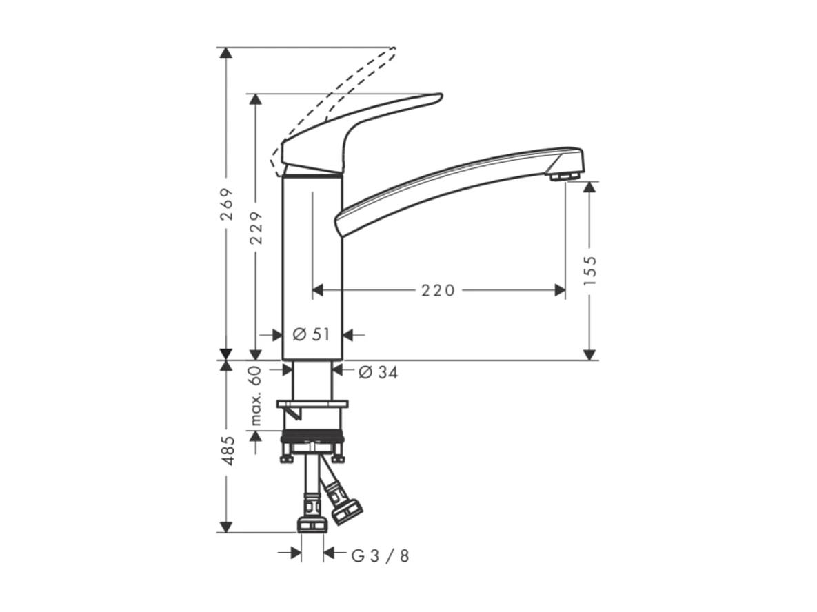 HANSGROHE Focus M41 160 grifo de cocina aspecto acero inoxidable