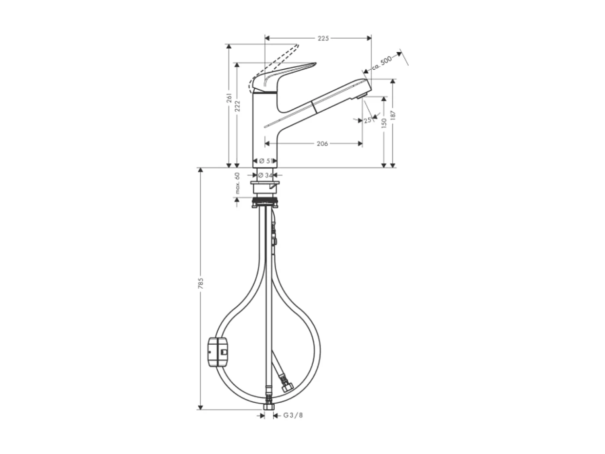 Grifo de cocina con ducha HANSGROHE Focus M42 150 cromo