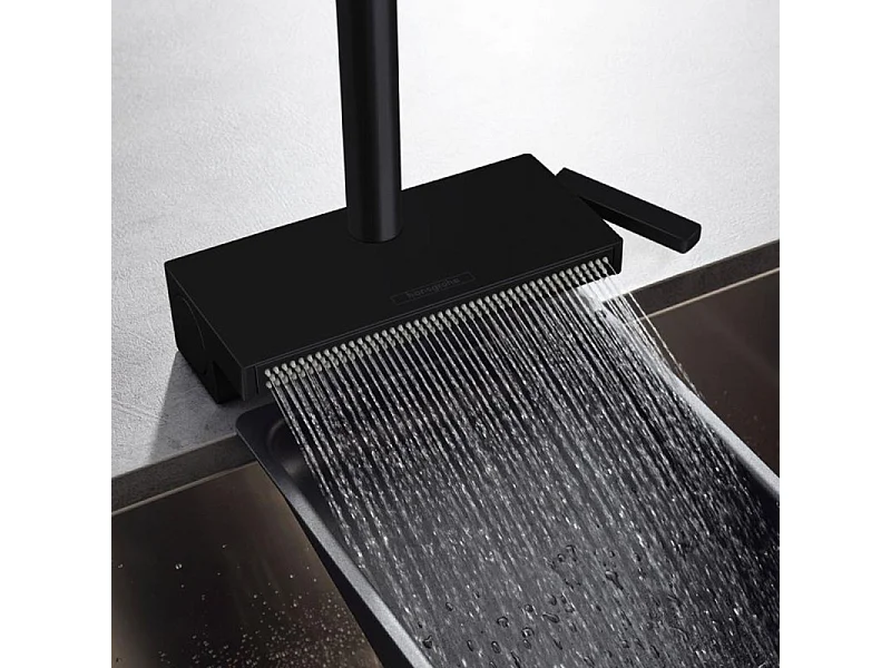 Robinet de cuisine avec douchette HANSGROHE Aquno Select M81 250 sBox 2 jets noir mat + nettoyant Briochin