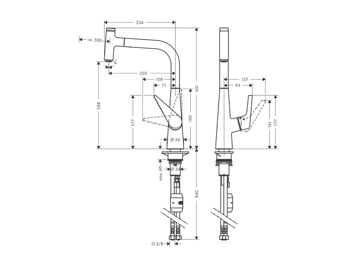 Grifo de cocina con ducha HANSGROHE Talis Select M51 300 cromo