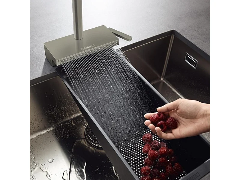 Robinet de cuisine avec douchette HANSGROHE Aquno Select M81 250 sBox 2 jets aspect acier inox