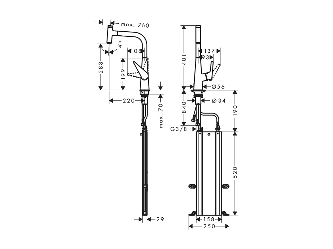 Robinet de cuisine avec douchette HANSGROHE Talis Select M51 300 sBox chromé