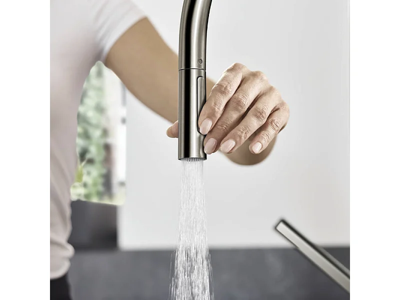 Robinet de cuisine avec douchette HANSGROHE Talis M54 210 sBox 2 jets aspect acier inox