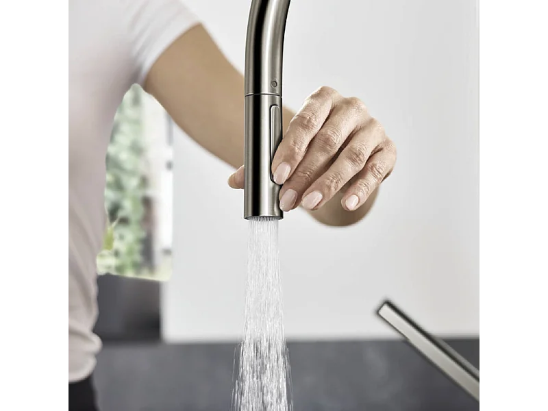 Robinet de cuisine avec douchette HANSGROHE Talis M54 210 sBox 2 jets aspect acier inox